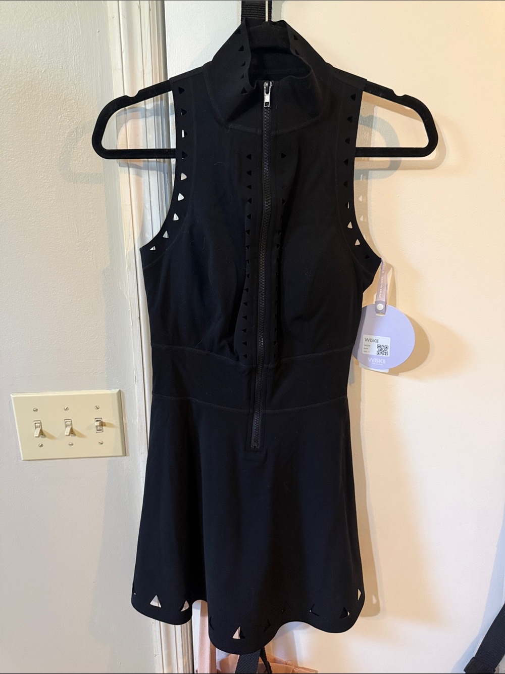 Wiskii active Black Sleeveless Zip-Front Skater Dress